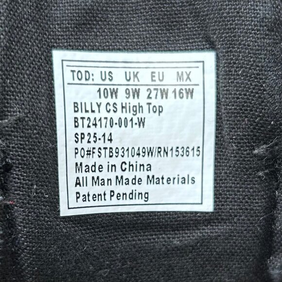 BILLY CS High Top Black Canvas 10W Kids Inclusion Sneaker Casual Zip Closure - Picture 5 of 5